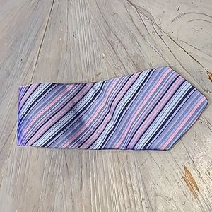 Ted Baker 100% silk hand tailored striped tie blue/pink